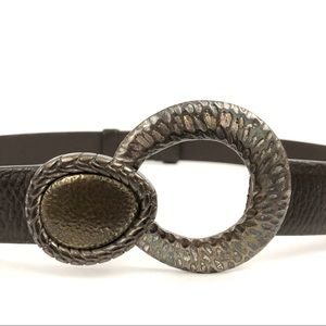 Vintage‎ Chico's Leather Hip Belt Adjustable Toggle Buckle Hammered